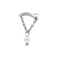 Embout Helix argenté avec perle Embout Helix Push Fit argenté avec chaîne et perle sur fond blanc