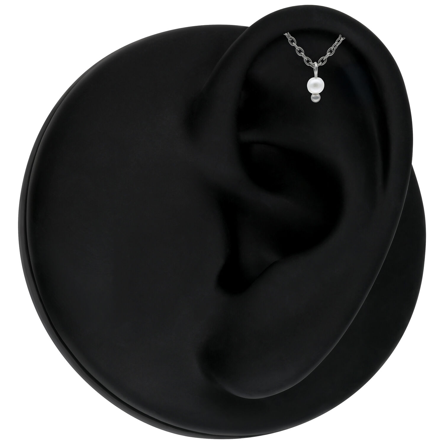 Embout Perle Helix pour Push Fit en Titane Oreille en silicone noire avec embout perle helix argenté