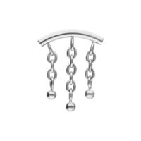 Embout Chaîne Argenté pour Piercing Helix Embout Helix argenté avec chaînes et boules sur fond blanc