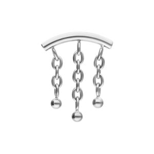 Embout Helix argenté avec chaînes et boules sur fond blanc