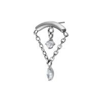 Double cristal helix embout en argent Embout helix argenté avec double cristal et pendentif chaîne