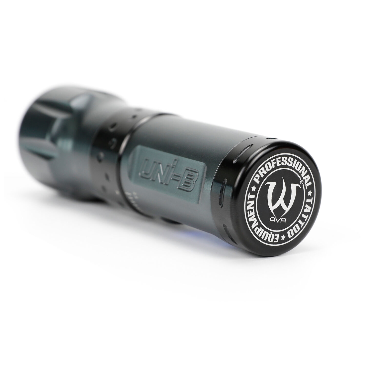 Ava Wireless Pen Machine grise 38 mm poignée Machine à tatouer sans fil grise avec poignée de 38 mm sur fond blanc