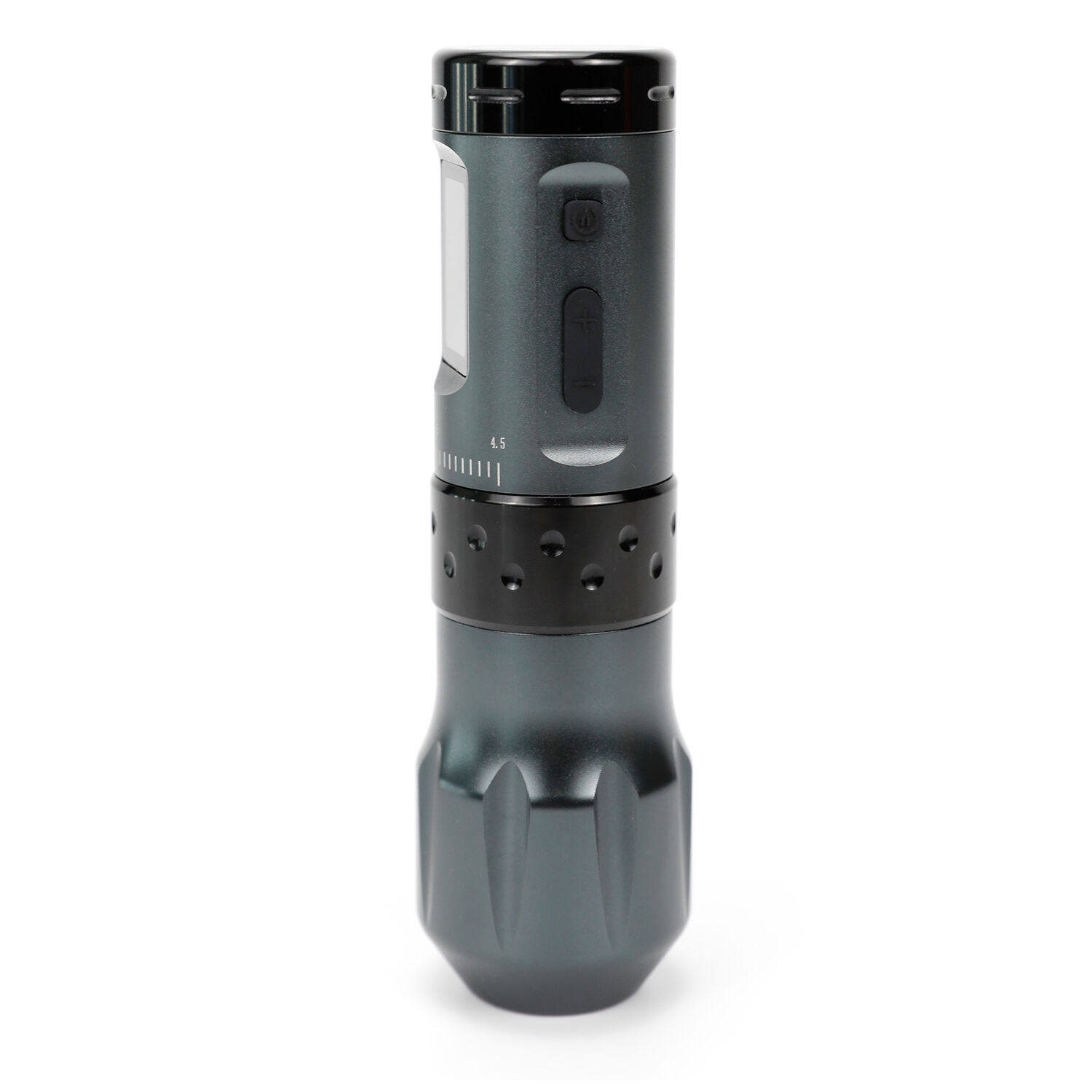 Ava Wireless Pen Machine Grise 38 mm Grip Machine à tatouer sans fil grise avec grip de 38 mm sur fond blanc