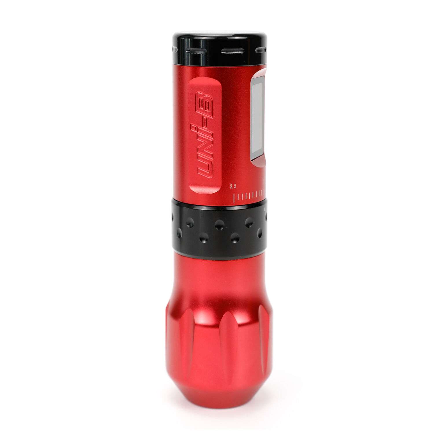Stylo Machine Sans Fil Rouge avec Poignée de 38 mm Stylo Machine Sans Fil Rouge avec poignée noire sur fond blanc