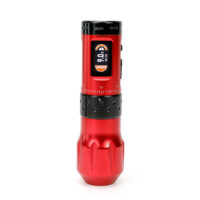 Machine à stylo sans fil Ava rouge avec poignée de 38 mm Machine à tatouer sans fil Ava rouge avec poignée noire sur fond blanc