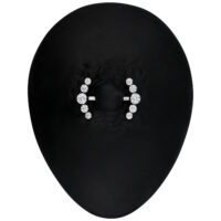 Barbell de téton en argent avec des pierres cristallines sur fond noir