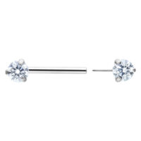 Barbell en argent Candy avec cristal, 16 mm Barbell en argent Candy avec pierre cristalline, sur fond blanc