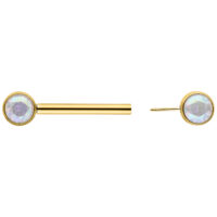 Barbell doré avec cristal Aurora Boreale Barbell doré et clou d'oreille avec cristal Aurora Boreale scintillant sur fond blanc