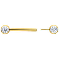 Barbell doré avec cristal clair, 12 mm Barbell doré avec cristal clair, un avec tige et un sans, sur fond blanc