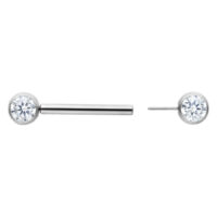 Barbell en argent avec cristal clair 14 mm Barbell en argent avec cristal clair, deux vues sur fond blanc