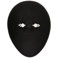Aurea Push Fit Barbell en or blanc Barbell en or blanc avec pierres claires sur fond noir