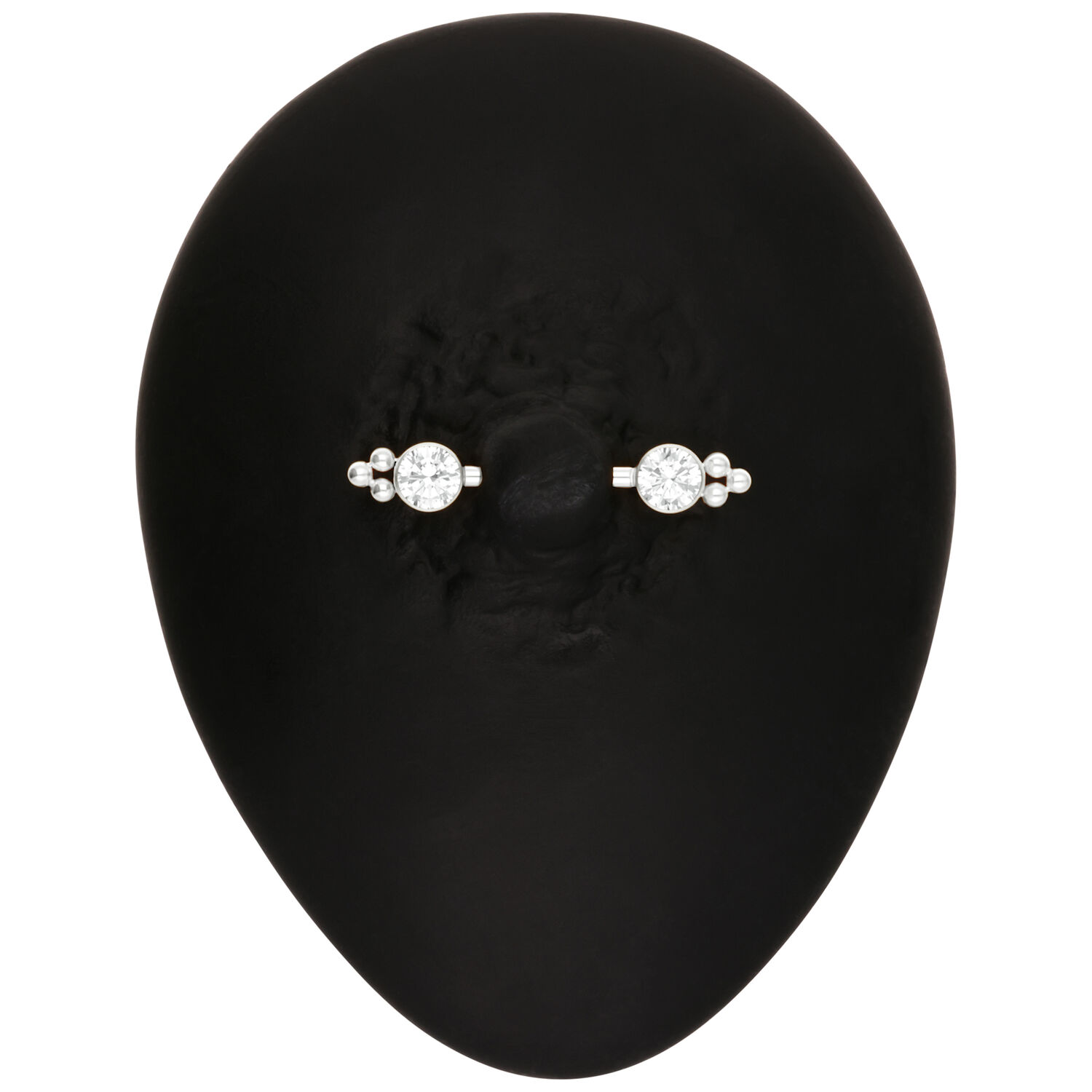 Aurea Push Fit Barbell en or blanc Barbell en or blanc avec pierres claires sur fond noir