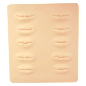 Plaque en silicone beige avec lèvres en relief, fond neutre