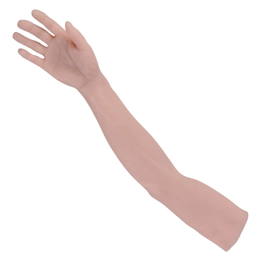 Bras d'entraînement en silicone pour tatouage, beige Bras d'entraînement en silicone beige pour tatouages sur fond blanc