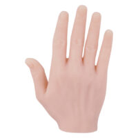 Main d'entraînement pour tatouage en silicone - droite Main en silicone beige pour exercices de tatouage sur fond blanc