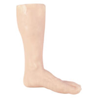 Jambe d'entraînement pour tatouage en silicone, gauche, beige Jambe en silicone beige pour tatouage sur fond blanc