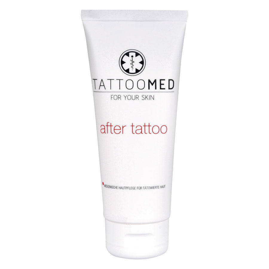 TattooMed® Après Tattoo Crème 100ml Tube blanc TattooMed® Après Tattoo Crème 100ml sur fond blanc