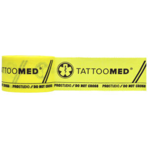 Tattoomed Studio Pro Tape jaune avec impression noire sur fond blanc