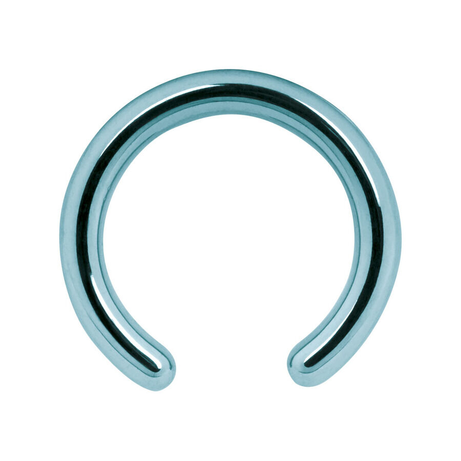 Clip en anneau anodisé sans boule Clip en anneau bleu clair en titane sur fond blanc