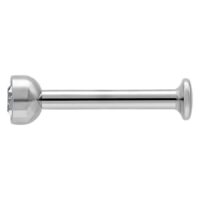 Mini labret en titane avec pierre cristal clair Mini labret en titane argenté avec pierre cristal clair sur fond blanc