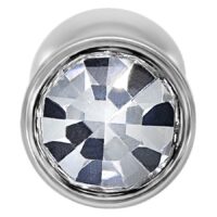 Mini labret en titane avec cristal, argent Labret argenté avec cristal clair sur fond blanc