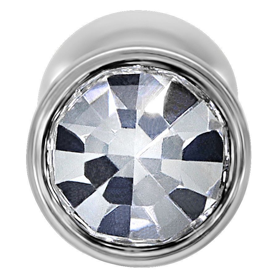 Mini labret en titane avec cristal, argent Labret argenté avec cristal clair sur fond blanc