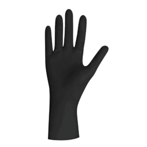 Gant en nitrile noir taille L sur fond blanc