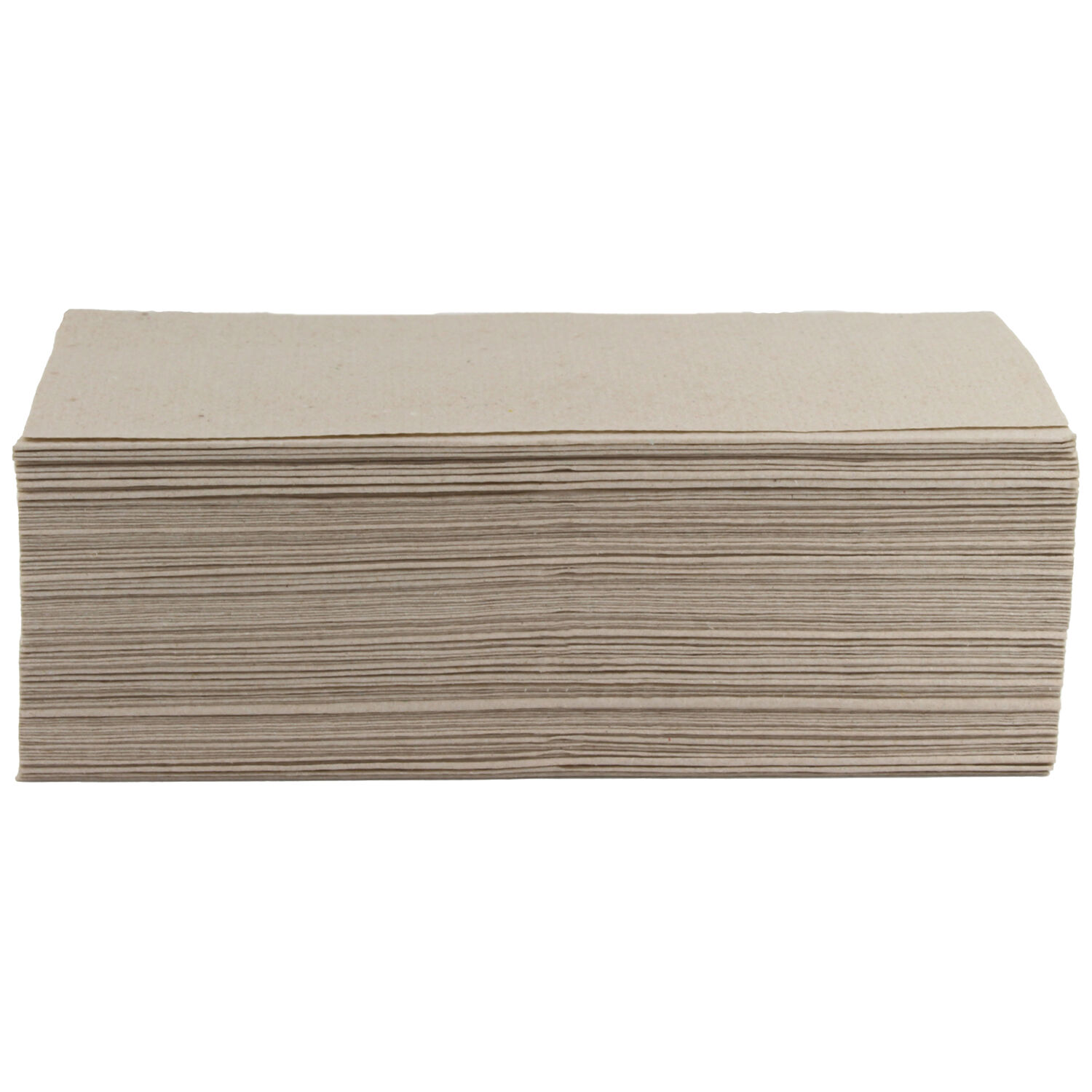 Serviette beige, pliée, 1 pli sur fond blanc