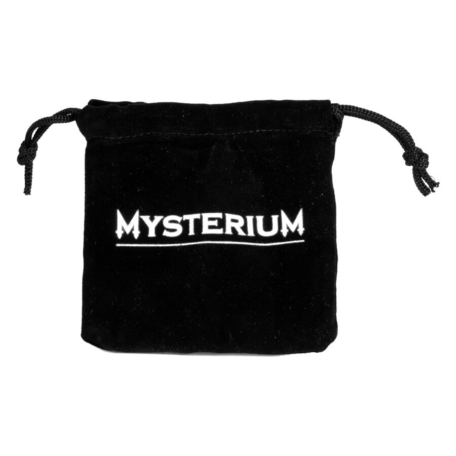 Sac à Bijoux Noir Mysterium Logo Sac en polyester noir avec logo Mysterium sur fond blanc