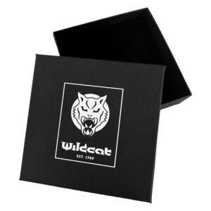 Boîte carrée noire avec logo Wildcat, position ouverte