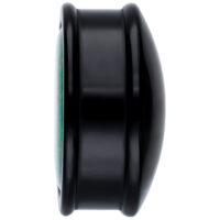 Plug noir en PMMA vue latérale Plug rond noir en PMMA en vue latérale sur fond blanc