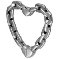 Verena Venus poids d'oreille cœur en argent Poids d'oreille en forme de cœur argenté en PMMA sur fond blanc