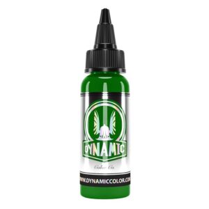 Bouteille d'encre de tatouage verte 30ml sur fond blanc