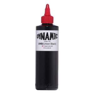 Bouteille d'encre noire pour tatouage 240ml avec bouchon rouge sur fond blanc