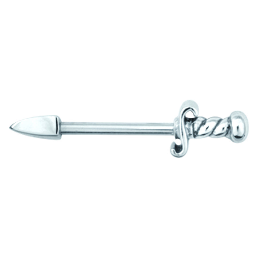 Barbell de poitrine argenté 12,0 mm Barbell de poitrine argenté avec poignée en spirale de 12,0 mm de longueur