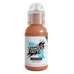 Encre de tatouage marron et beige, flacon de 30 ml sur fond blanc