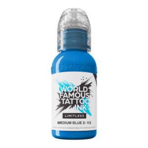 Bouteille d'encre de tatouage bleue, 30 ml, sur fond blanc
