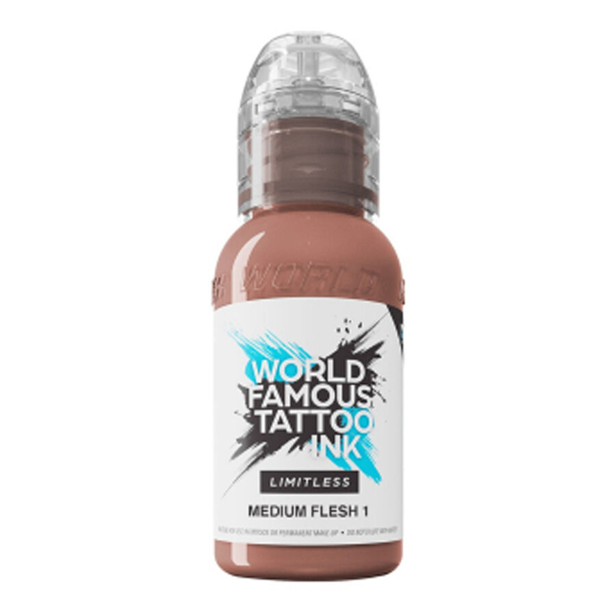 World Famous Tattoo Ink Beige 30ml Encre de tatouage beige en bouteille de 30ml sur fond blanc