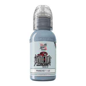 Encre de tatouage grise en bouteille de 30ml sur fond blanc