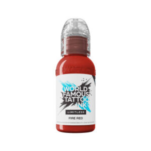 Bouteille rouge World Famous Ink Limitless 30 ml sur fond blanc