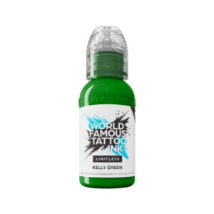 Bouteille d'encre de tatouage verte, 30 ml, sur fond blanc