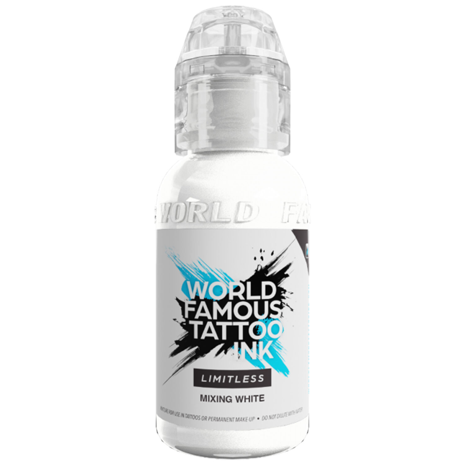 World Famous Ink - Mixing White encre de tatouage Bouteille de World Famous Ink Mixing White sur fond blanc