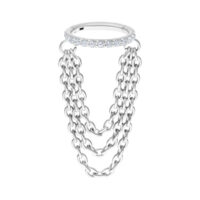 Clicker Triple Chaîne en or blanc avec cristaux sur fond blanc