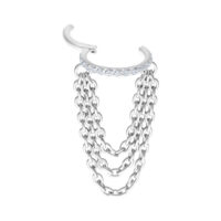 Clicker Triple Chaîne argenté avec cristaux sur fond blanc