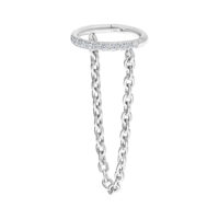 Clicker en titane blanc or avec chaîne de cristaux Clicker en titane avec chaîne de cristaux sur fond blanc