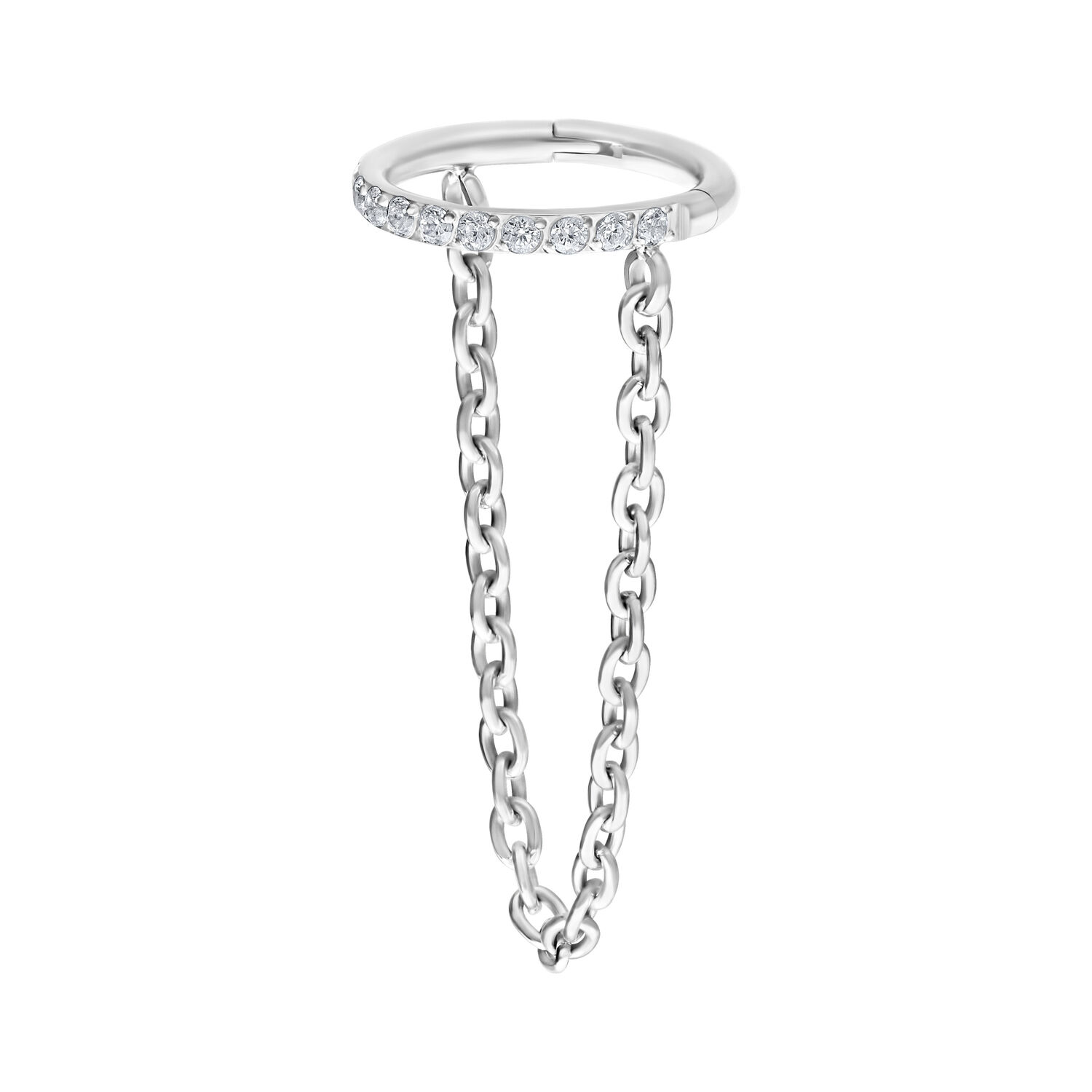 Clicker en titane blanc or avec chaîne de cristaux Clicker en titane avec chaîne de cristaux sur fond blanc