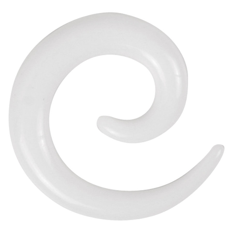 Spirale en acrylique blanc pour piercings d'oreille Spirale en acrylique blanc sur fond blanc, piercing d'oreille
