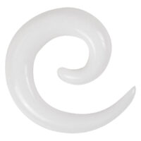 Spirale en acrylique blanc pour piercings d'oreille Spirale en acrylique blanc en forme courbée sur fond neutre