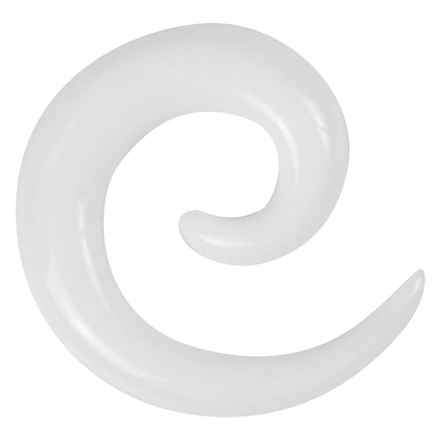 Spirale en acrylique blanc pour piercings d'oreille Spirale en acrylique blanc en forme courbée sur fond neutre