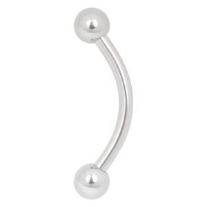 Piercing courbé en titane blanc or avec deux boules